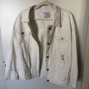 Distressed Denim White Jacket